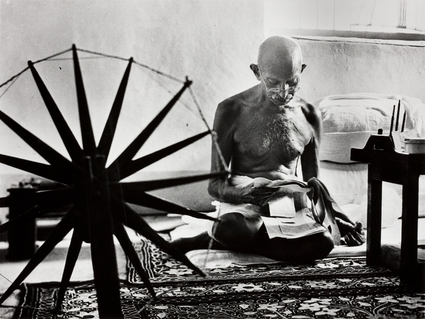 Gandhi at his Spinning Wheel